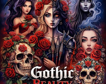 Gothic Beauty Coloring Book, Dark Art Illustrations (PDF)
