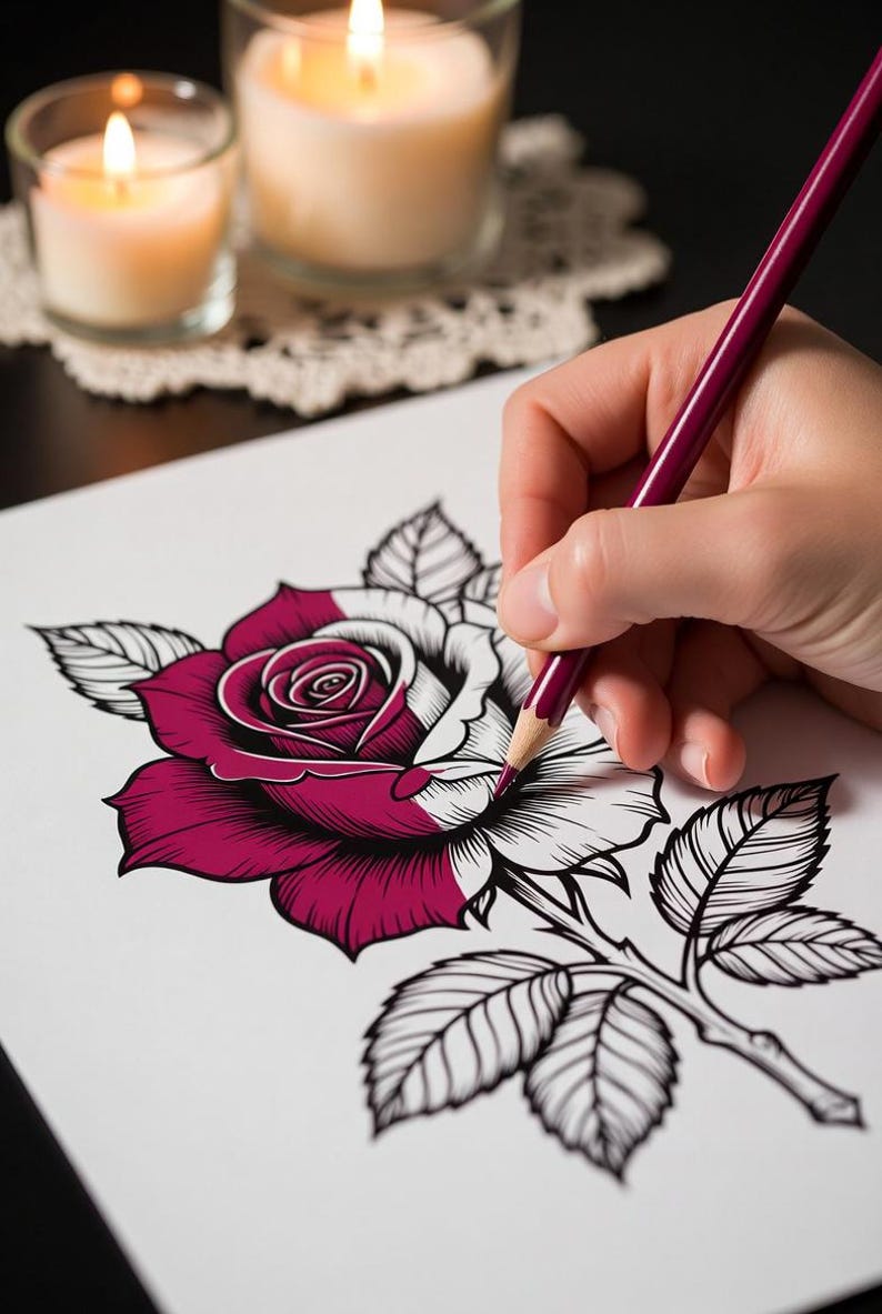 Gothic themed coloring book for adults printable and digital use