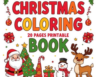Libro para colorear navideño / 20 páginas imprimibles / Diversión navideña para niños y adultos