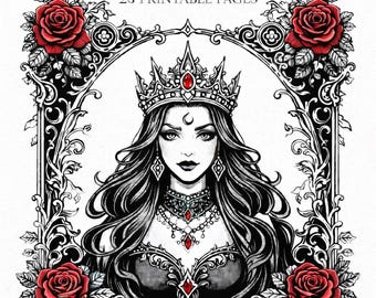 Libro para colorear de reinas góticas, mujeres de fantasía oscura y ángeles brujos (descarga en PDF)