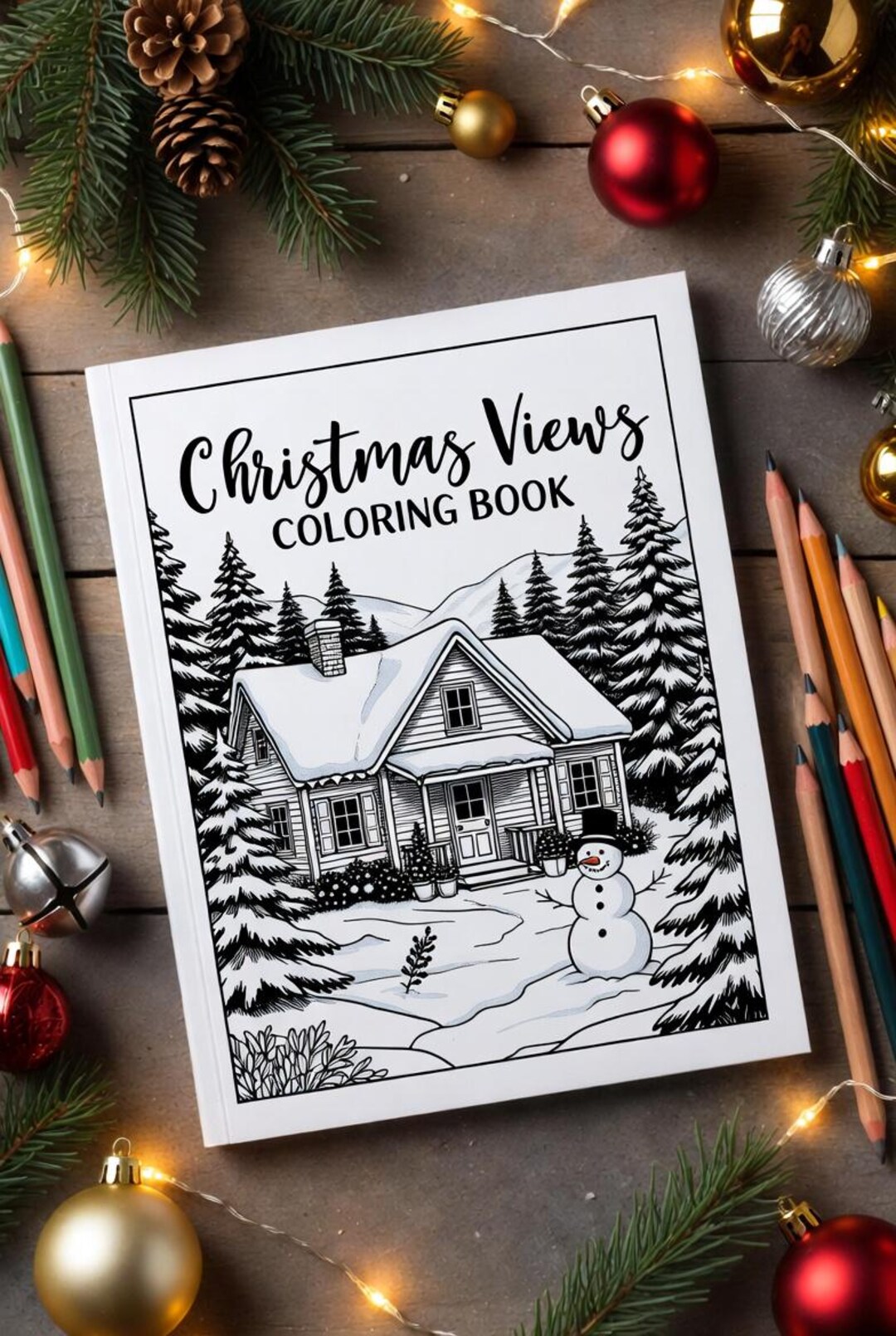 Christmas Views Coloring Book | Cozy Winter Cabin Scenes | Printable ...