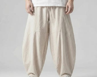 Men Cotton Trendy Harem Pants | Oversized Loose Fit Trousers | Casual Streetwear Wide Bottom