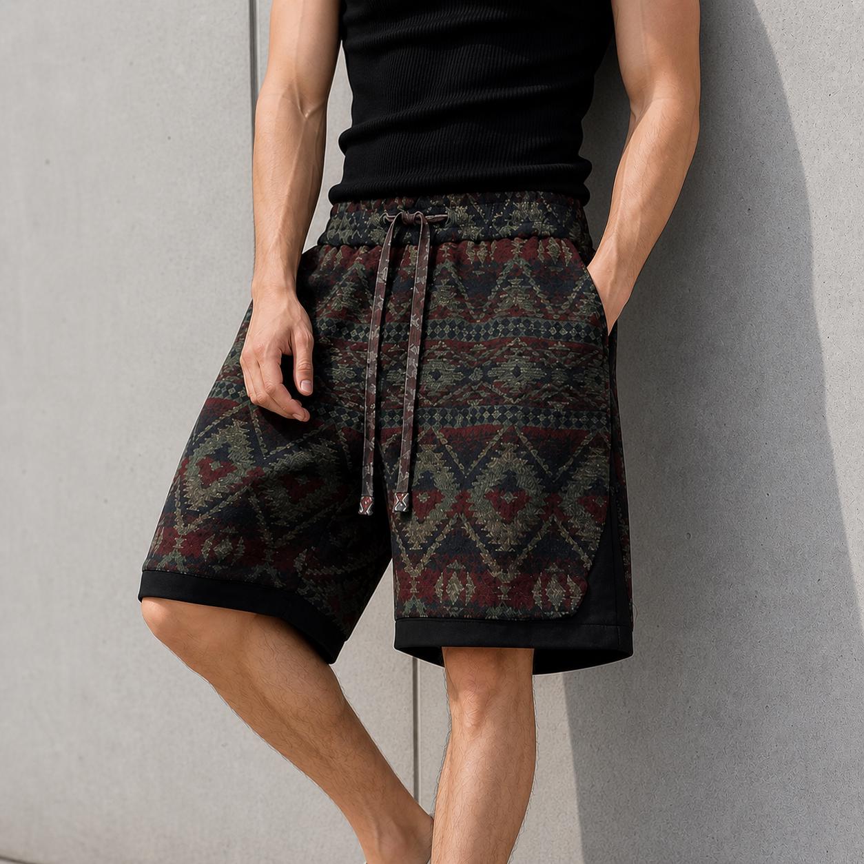 Men Y2K Inspired Baggy Shorts | Vintage Style Wide Leg Summer Shorts | Streetwear Oversized Patterned Running Bottoms