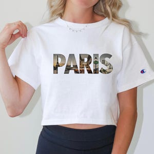 Champion Paris Crop Top | Women's Travel Top, Fashion Lover Gift, Europe Trip image 1