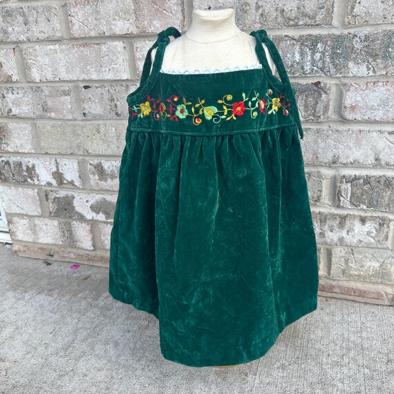 Vintage Handmade Green Velvet Embroidered Holiday Dress Toddler Girls 3T4T  Fall/holiday Outfit - Etsy Canada