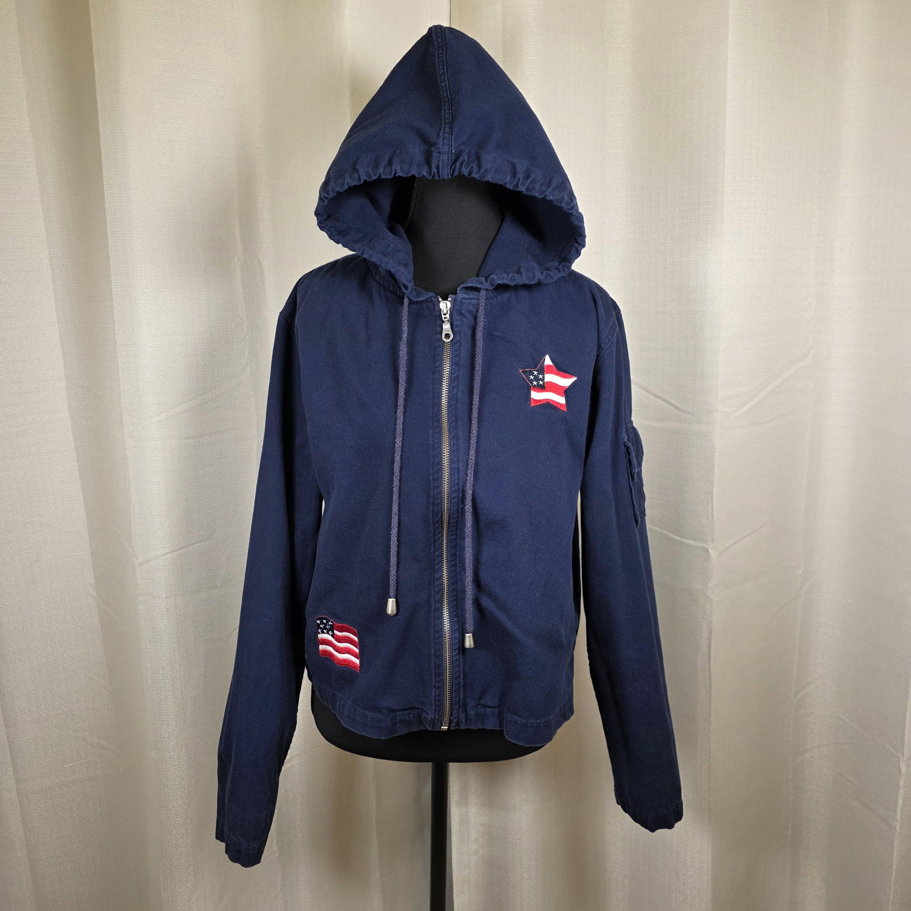 Vintage Navy Zip up Hoodie - Etsy