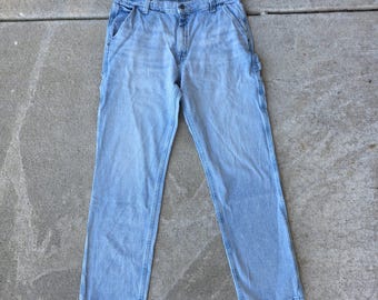 Y2K Lee Carpenter Jeans lichte wassing denim werkkleding utility-broek heren 36 x 34