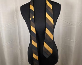 90s Striped Tie Gold Black Brown Retro Men’s Necktie Classic Business Tie Towncraft Style