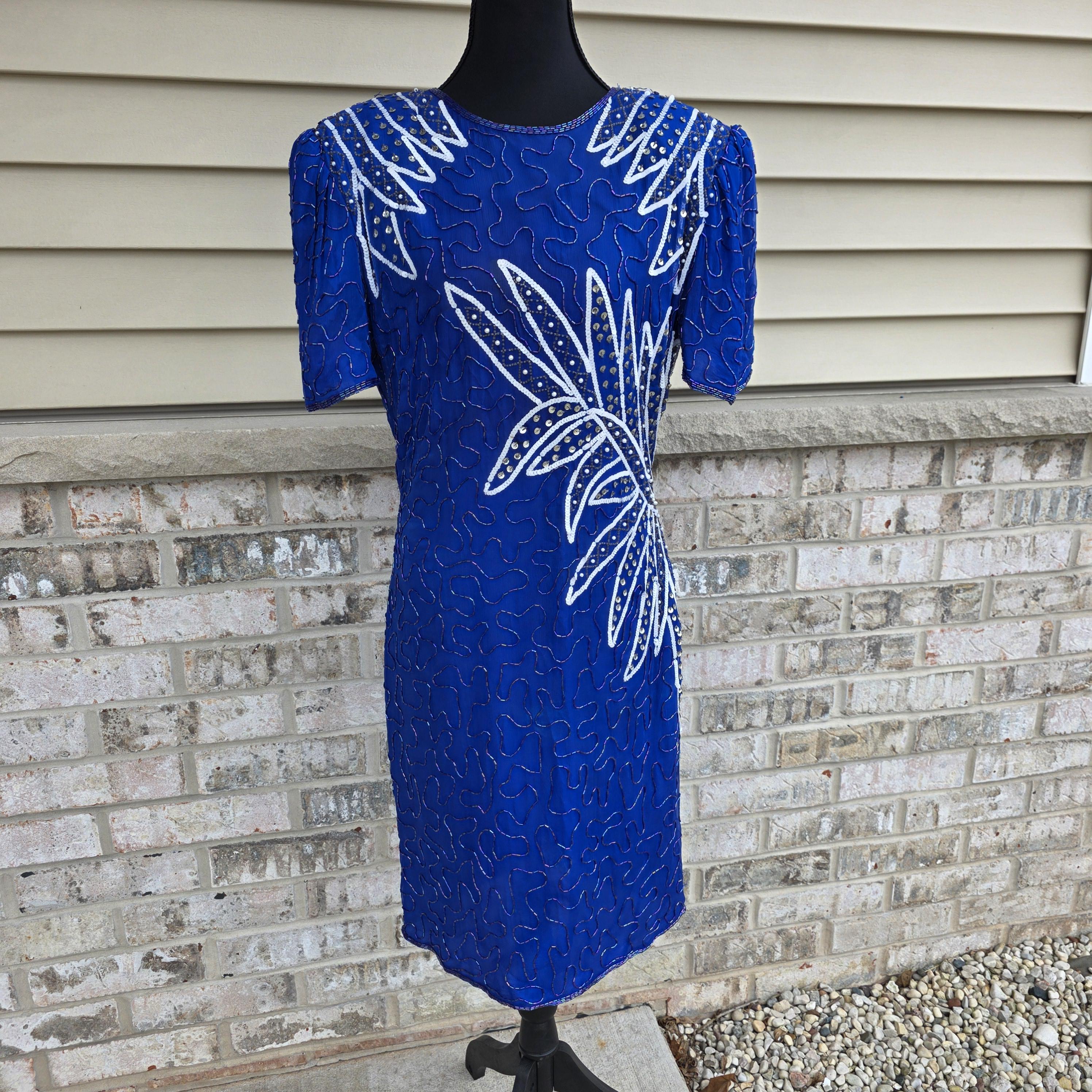 white christmas dresses Alyce Paris 4804 - Short Hand Beaded Sheath Dress
