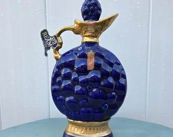 Vintage Jim Beam Decanter, 1968 Regal China Cobalt Blue Bar Decor