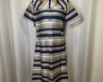 1960s Striped A-Line Day Dress | Custom Handmade Retro Mod Style