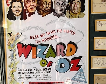 Original Wizard of Oz Cast Signed Collage Custom Framed Garland +