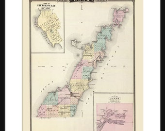 Door County Wisconsin Map Print Poster Sturgeon Bay Grunge