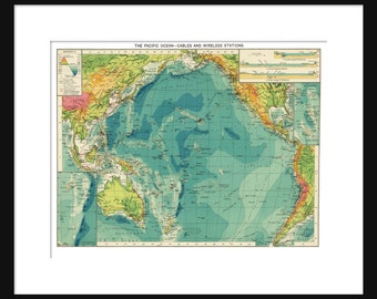 Pacific Ocean Map - Print Poster - Full Color Map