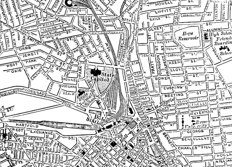 Providence Rhode Island Street Map Vintage - Etsy