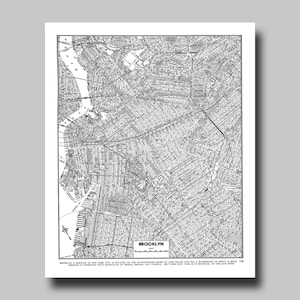 Brooklyn Street Map - -Poster Print Vintage