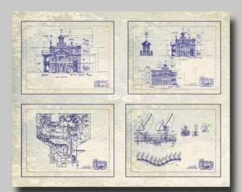 Manoir hanté - Disneyland - collage - vintage - impression - affiche - Magic Kingdom