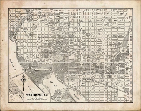 Washington Dc Map Street Map Vintage Grunge Print Etsy Washington Dc Map Street Map Vintage Grunge Print Etsy