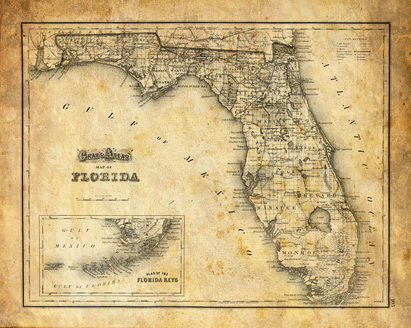Florida Map Vintage Print Poster - Il Fullxfull.649132208 Epv8 
