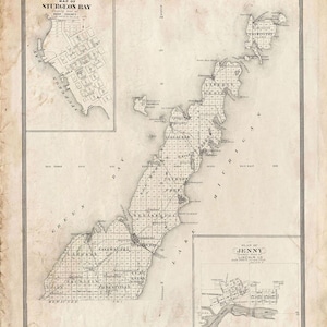 Door County Wisconsin Map Print Poster Sturgeon Bay - Grunge