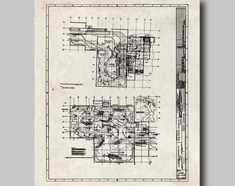 Disney World -Pirates of the Caribbean  - Blueprint -  Disney - Disneyland - Black Ink - Print - Poster