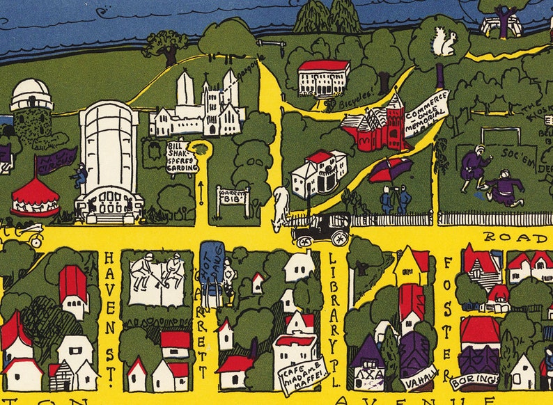 Northwestern University Map Vintage Print Poster Etsy