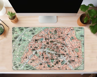 Paris - Desk Pad - Map - Vintage - Desk Mat