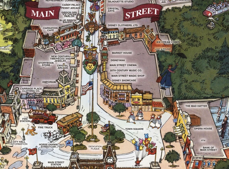 Disneyland Map 50th Anniversary Disney Map Panoramic Birds Eye View Map of Disneyland Print Poster image 3