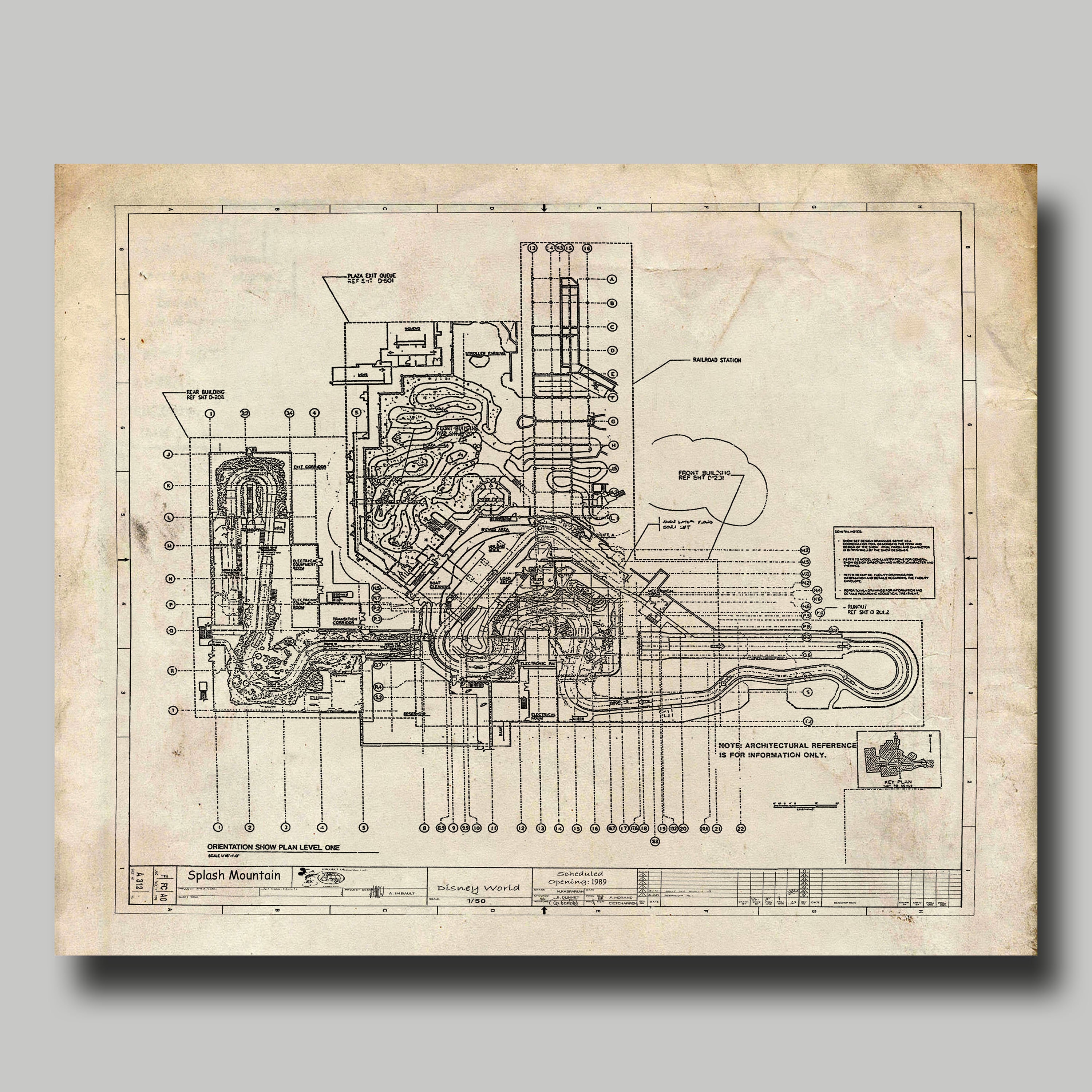 Disney World - Splash Mountain - Blueprint - Disney - Disneyland