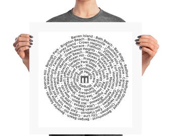 Brooklyn - Carte - Manhattan - Plan du quartier - New York Poster