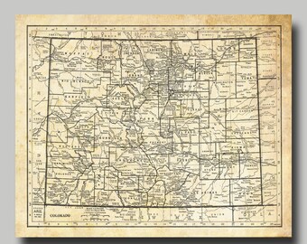 Colorado -  Map - State Map - Vintage - Sepia - Print Poster