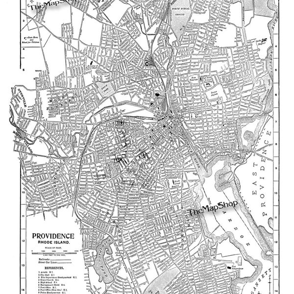 Providence Rhode Island - Street Map - Vintage