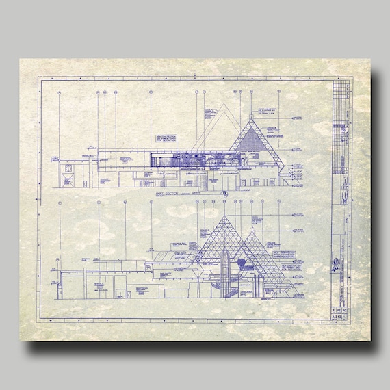 Epcot Pattern Line Work Disney World Epcot Blueprint Vintage Gray Blue Ink | Etsy