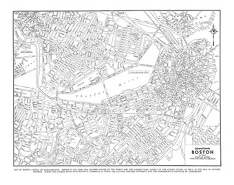 Boston - Map - Street Map - Vintage - Print - Poster