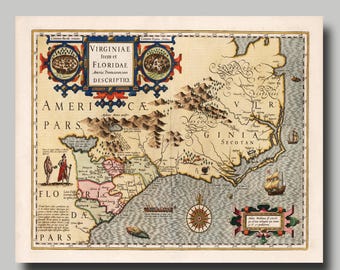 Florida - Virginia South Carolina - Map - vintage - 1670