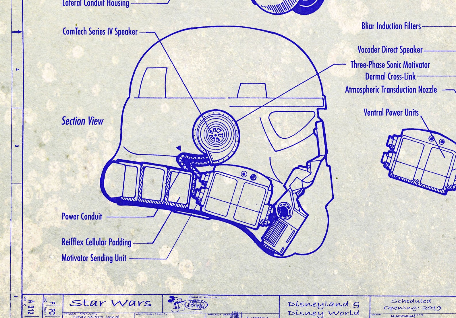 Star Wars Helmet Darth Vader Blueprint Disney World | Etsy
