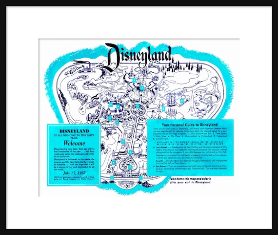 Disneyland Map - Panoramic - Vintage - 1955 Brochure - Poster