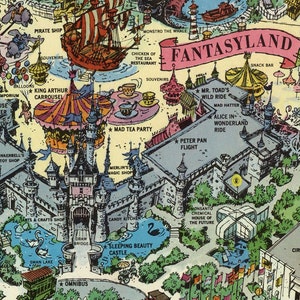 Disneyland Map Disney Map Panoramic Birds Eye View Map of Disneyland Print Poster image 4