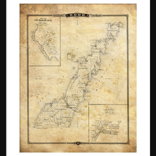 Door County Map Print Door County Map Wisconsin Map Art Etsy Canada