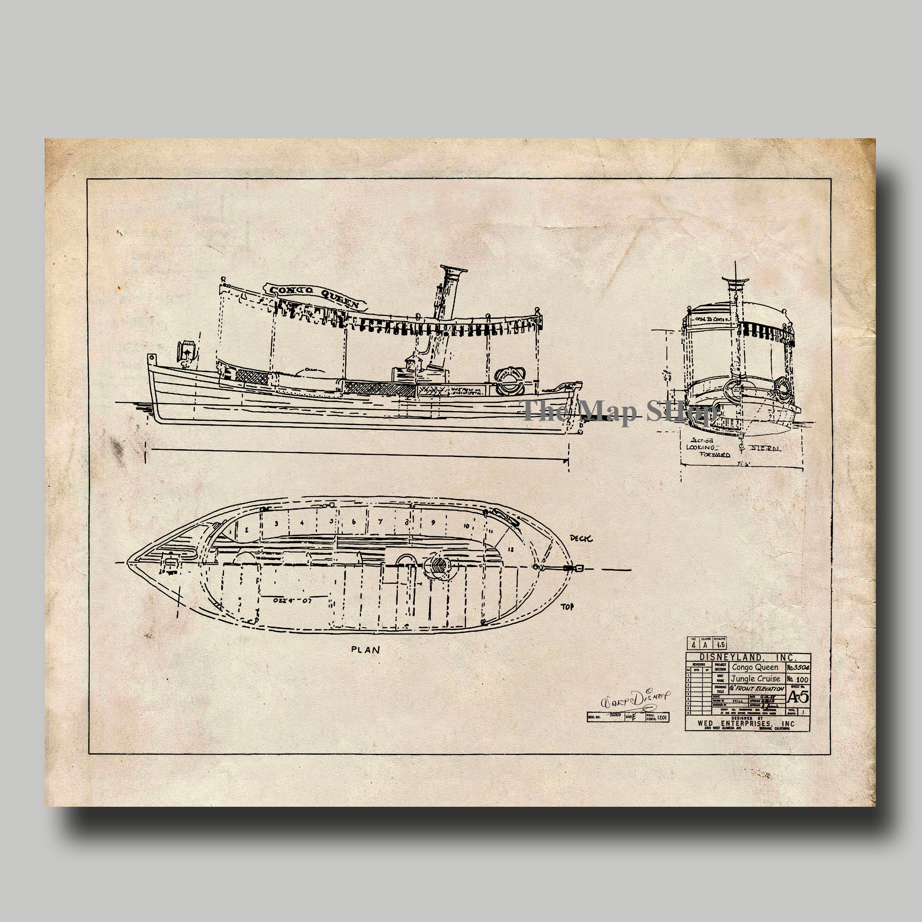 Disney Jungle Cruise Boat Congo Queen Blueprint Etsy