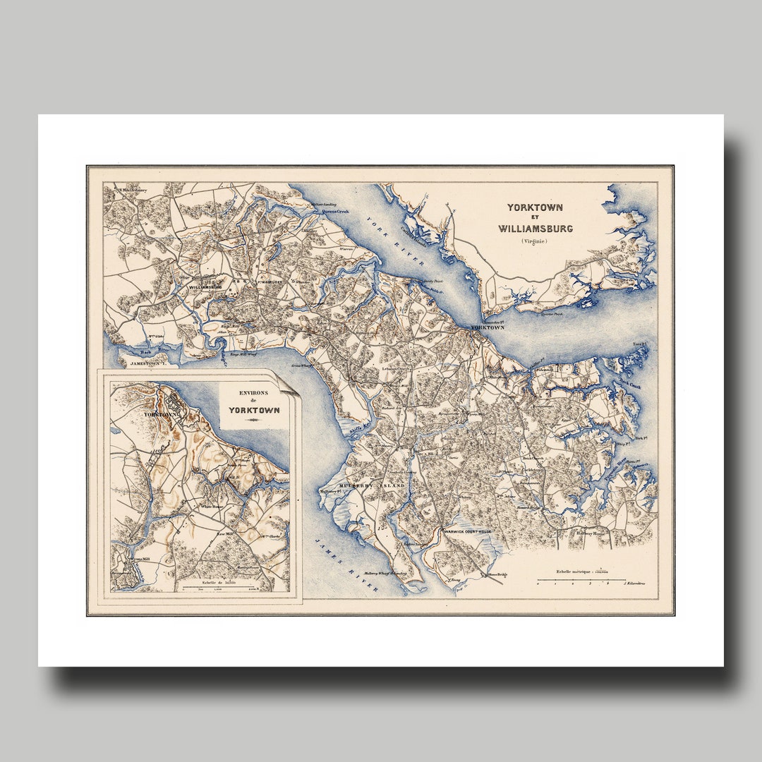 Williamsburg Yorktown Virginia Map Vintage Print Poster - Etsy
