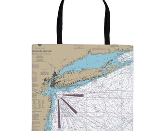 New York Harbor - Long Island Sound - Tote Bag - Nautical Map - Tote