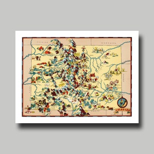 Colorado - Map - Vintage - Print - Poster - Cartoon - Panoramic ...