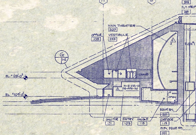 Disney World - Epcot - Blueprint - Vintage - Gray - Blue Ink - Print ...