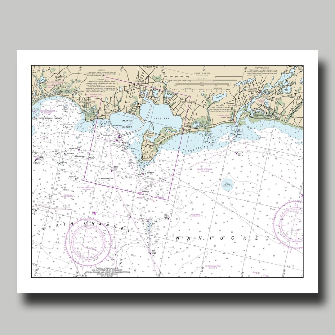 Hyannis Hyannis Port Map Nautical Map Nautical Chart Map Art Print