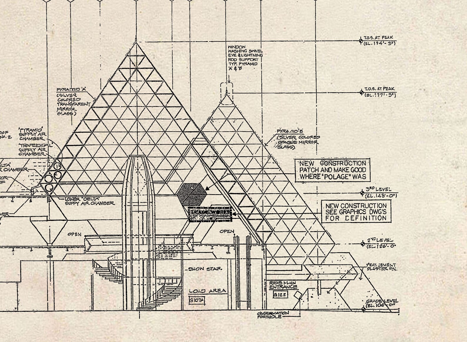 Disney World - Epcot - Blueprint - Vintage - Grunge - Black Ink - Print ...
