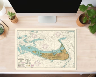 Nantucket - Nautical Map - Desk Mat - Desk Pad