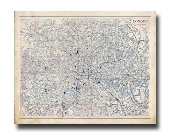 London - Map  - Blueprint - Vintage - Street Map - Poster - Print