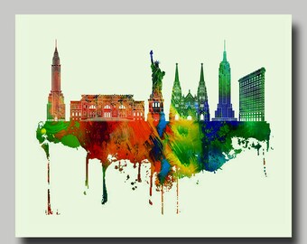 New York - Carte - Manhattan - Multicolore - Impression - Poster - Paysage urbain