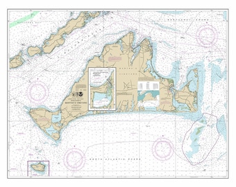 Martha's Vineyard Island - Map - Nautical Map - Nautical Chart - Map Art - Print - Poster